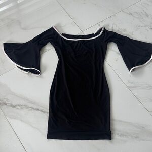 Chic Black Flared Sleeve Dress